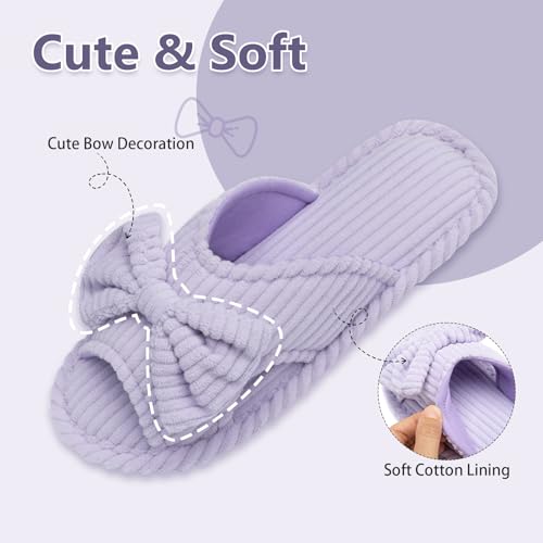 Cute Slippers for Women Indoor and Outdoor Cozy Soft Bow Open Toe Womens Slippers with Memory Foam Anti-Skid Sole Slides Spa Birthday Gifts for Women Mom Her Ladies Bridesmaid3