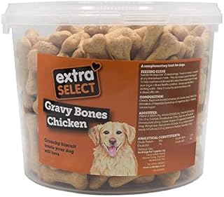 Extra Select Gravy Bones Chicken Flavoured Dog Treat Biscuits in a 3ltr Bucket (approx 290 biscuits)