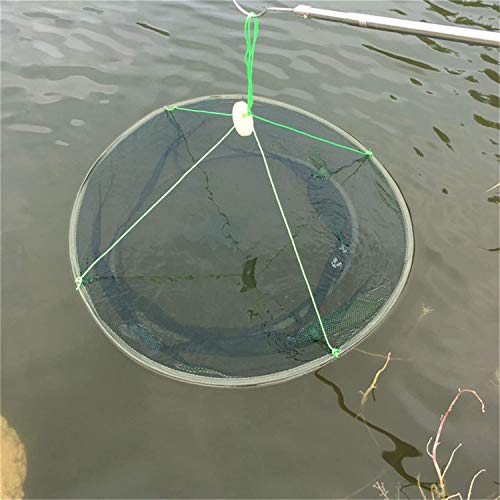 VELIHOME Foldable Fishing Net,Hand Net - Crab Net Fish Net, Foldable Drop Net, Fishing Landing Prawn Bait Crab Shrimp Pier Harbour Pond Mesh Fishing Rope for Fishes, Shrimps, Crabs