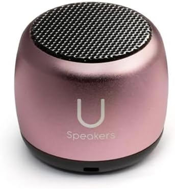 U Micro Speaker | Coin-Sized Portable Wireless Bluetooth 5.0 with Built-in Mic & Remote Shutter | Perfect Little Speaker for Home, Parties, Activities! Tiny Device, Rich Sound | Pink