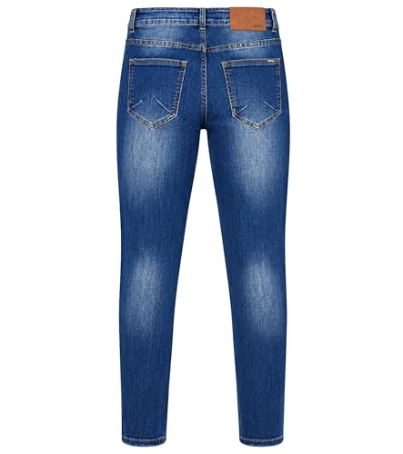 Image of L'MONTE Imported Denim Jeans Pant for Men Blue Stretchable Distressed Ripped Slim Fit