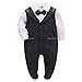 Famuka bébé garçon Costume Barboteuse baptême vêtements de bébé de fête de Mariage (Noir, 0-3 Mois)