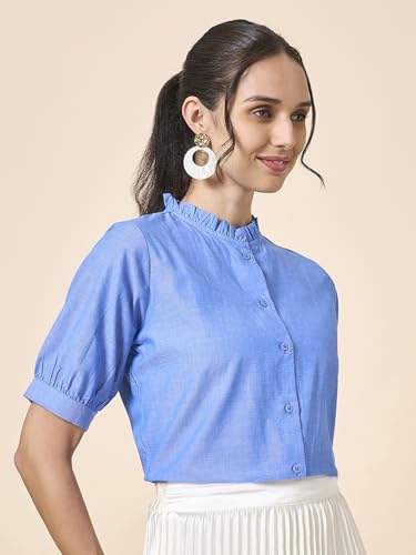 Image of Style Quotient Women Solid Beige Regular Fit Flex Formal Shirt