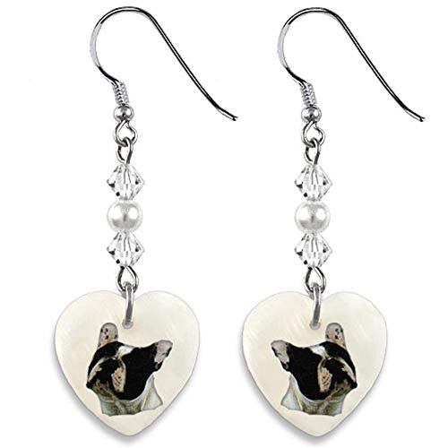 Timest - Bulldog francés - Pendientes nácar en forma de Corazón EP0022