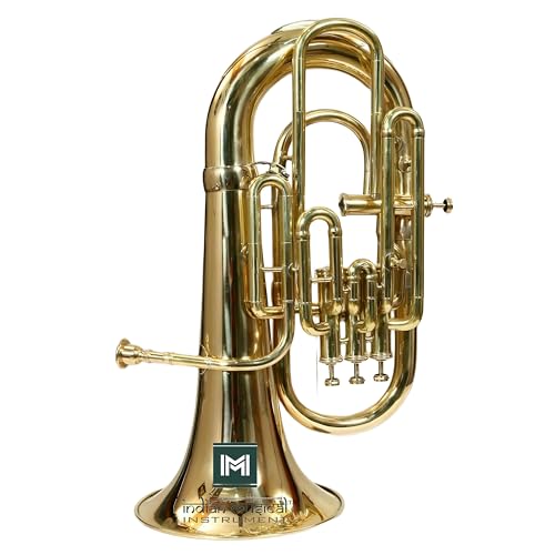 Indian Musical Instrument Euphonium 4 Valve Bb Pitch WITH Carry Case & Mouthpiece (SILVER GOLD)