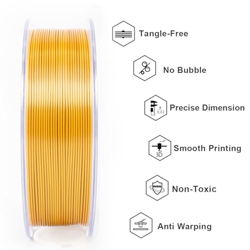 Image of Geeetech 3D Printer Silk PLA Tri-Color Filament, Metal-Like Shiny Silk Filament 1.75mm 1kg (2.2lbs) Spool, Dimensional Accuracy + /- 0.02 mm, Tri-Color Gold Silver Copper