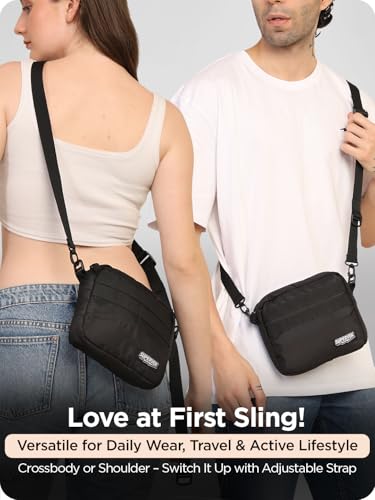 SUPERVEK Messenger Bag for Men Women - Durable Molle Tactical Webbing - Crossbody Shoulder Organizer Messanger Bags - Minimalist Compact Streetwear Urban Travel - Unisex Mens Sling Bag (Black) - image 3