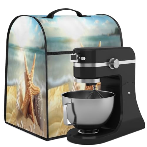 Coffee Maker Cover Starfish Shell Beach Kitchen Appliance Covers Small Appliance Covers Blender Cover Juicer Cover Dust Covers for Kitchen Appliances with Top Handle and Pockets,Washable,B558