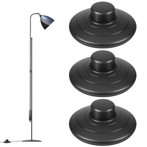 Exircy 3-Pack Foot Switch for Lamp, Round Step-on-Button Switches Black Inline Foot Pedal Switch for Floor Lamp On-Off Control
