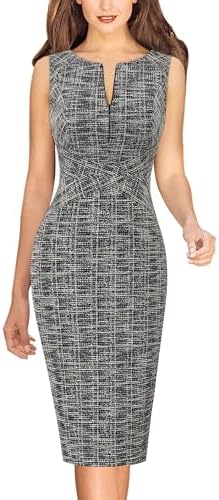 VFSHOW Womens Front Zipper Work Business Office Bodycon Dress Elegant Professional Career Church Party Pencil Sheath Dress