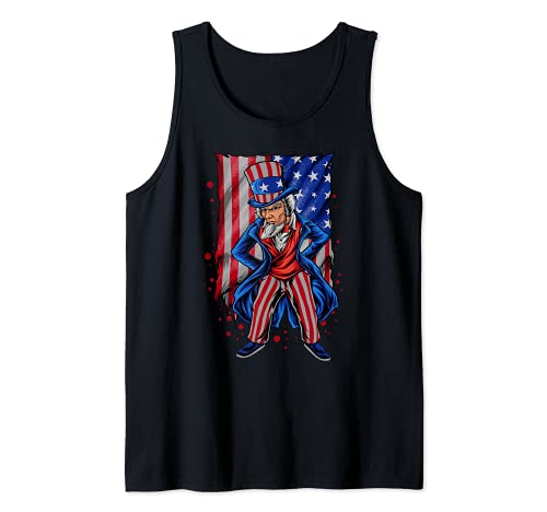 Uncle Sam Patriotic July 4th American Flag USA Patriot Dad Camiseta sin Mangas