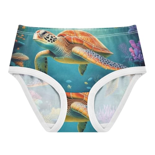 Underwater Ocean Scene Sea Turtle Panties for Girl Girls Underwear Toddlers Cotton Fun Briefs Girls Undies 2t