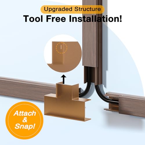 Image of Delamu 157in Cord Hider Wall, TV Cable Hider Cord Covers for Wires on Wall, Large Cable Cover Raceway to Hide 2-4 Cords, Wire Hiders Wire Covers for Cords for TV on Walls, W1.18 H0.6in, Cherrywood
