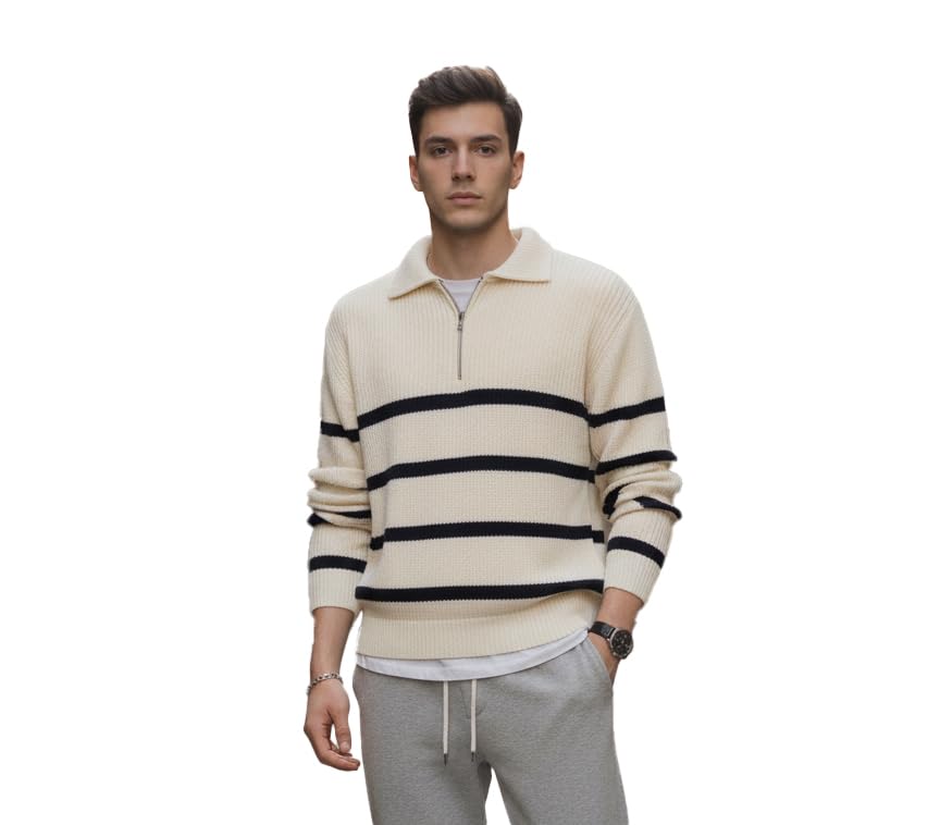 Image of Pivl Men's Winter Round Neck Striped Sweater