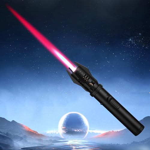 Lightsaber Metal Blue Flame Torch Lighter - Windproof Large Fire Jet for Kitchen, Cooking, Outdoor Camping, Welding (A)