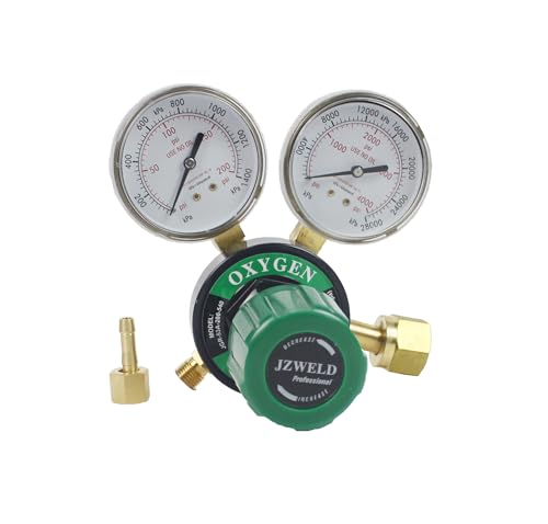 JZWELD Oxygen Regulator, Oxygen Regulator for Torch, Oxygen Gauge CGA 540 Inlet Connection