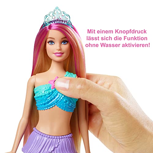Barbie Dreamtopia Zauberlicht Meerjungfrau Puppe mit blonden Haaren, Barbiepuppe mit Meerjungfrauenschwanz, geeignet als Geschenk für Kinder ab 3 Jahren, HDJ36
