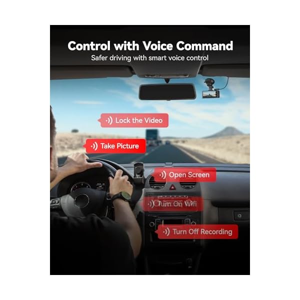 REDTIGER 4K Dash Cam Front and Rear, STARVIS 2 Sensor, Touch Screen 3.18", 128GB Card Included, Voice Control, 5.8GHz WiFi Car Dash Camera, GPS, Night Vision, Emergency Lock, Parking Mode (F7N Touch) - Image 4
