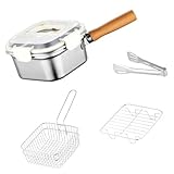 Edelstahl-Fritteusen, Ölsieb-Set, Korbdeckel, abnehmbarer Teil für einfache Reinigung, Metallkonstruktion, platzsparendes Kochgeschirr