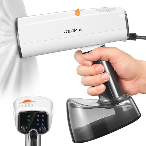 Reemix Vacuum Steamer for Clothes, 4500Pa Suction Handheld Clothes Steamer with 3 Adjustable Suction/Steam Levels, LED Display, 440ML Detachable Tank for More Clothes