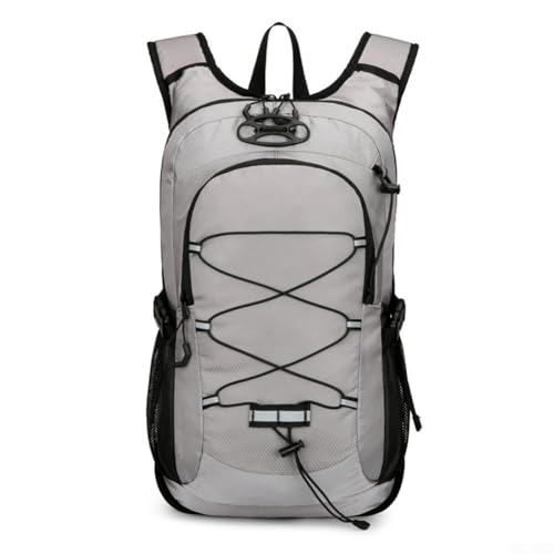 Mochila de caminhada de 35 L para acampamento ao ar livre e ciclismo – Mochila de nylon impermeável antiarranhões com tiras refletivas, vários compartimentos, leve (cinza)