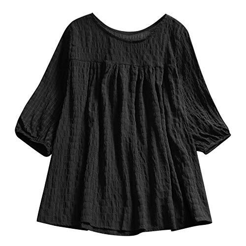 Fullfun_2019 Women's Long Sleeve Shirts Loose Solid Half Sleeve Tunic Swing Tops Shirt Blouse â€‹Loose Fitting Fall Clothe (Black, L)