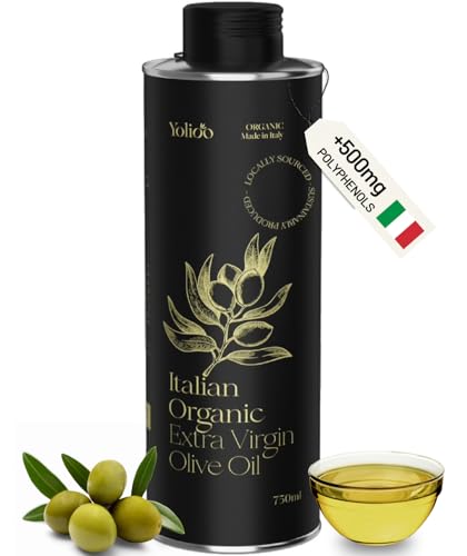 100% Italian Organic Olive Oil Extra Virgin | Polyphenol Rich Extra Virgin Olive Oil Cold Pressed EVOO | Early Harvest from Tuscany (26.4oz)