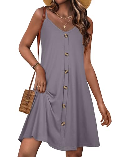 Image of JOELLYUS Summer Dresses for Women Spaghetti Strap Button Down Casual Sundress Beach Cover Up Dress with Pockets 2026