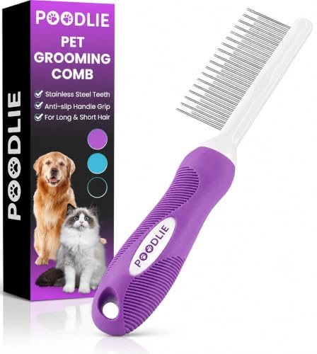 Poodle Pet Detangling Pet Comb with Long & Short...