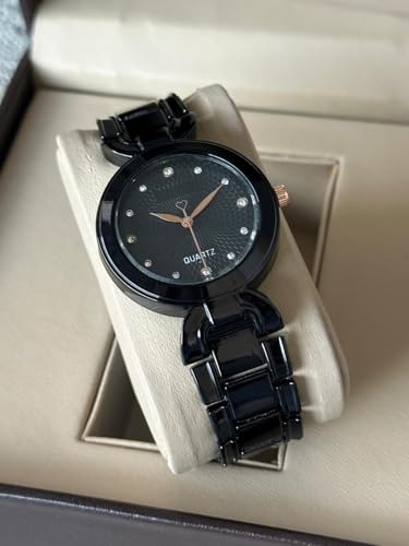 Image of styledose Women Analogue Wrist Watches for Women's & Girls&Ladies Diamond Studded Dial Rosegold Colored Stylish Bracelet Strap