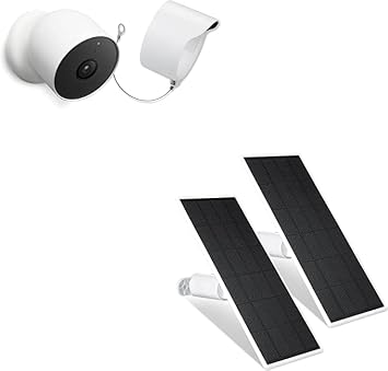 Wasserstein Bundle - Anti-Theft Mount & 2-Pack Solar Panel Compatible with Google Nest Cam Outdoor or Indoor, Battery Camera Not Included