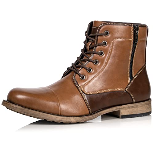 Metrocharm MC308 Men's Lace Up Cap Toe Formal Dress Casual Fashion Boots (9, Tan/Brown)