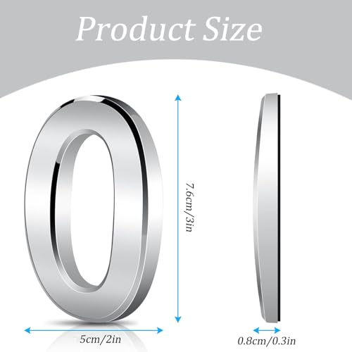 3 Inches Door Numbers Silver Self Adhesive 3D Mailbox Number Waterproof House Door Numbers Street Number Stickers for House Mailbox Apartment Hotel Courtyard Cafe (3)