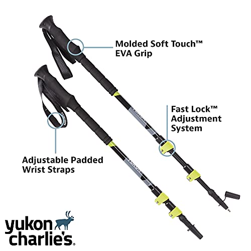Yukon Charlie's Pro Trekking Poles, Fast Lock Adjustment System, Trekking And Snow Baskets Included #TOP2