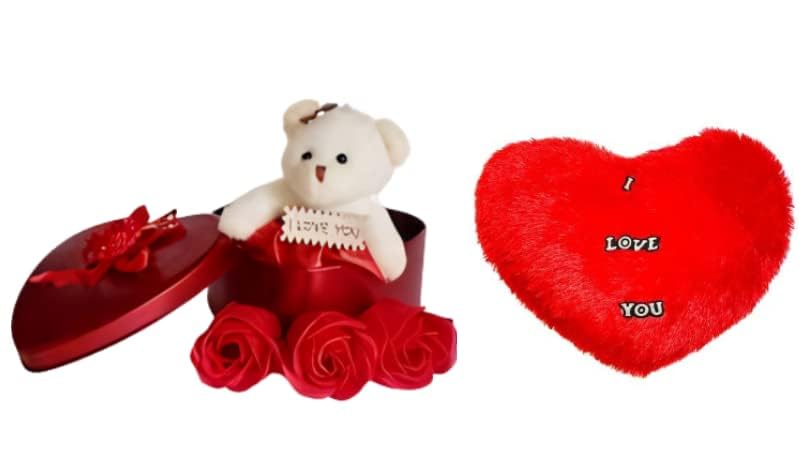 The Decor Affair Heart-Shaped Red Velvet Keepsake Box & Irresistibly Cute Plush Pillow Pal - Perfect for Valentine's Day, Anniversaries, and Milestone Celebrations.