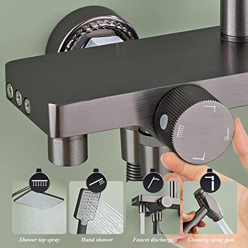 Combiné pommeau de douche à main 6 modes et grand ciel de pluie orientable - 5