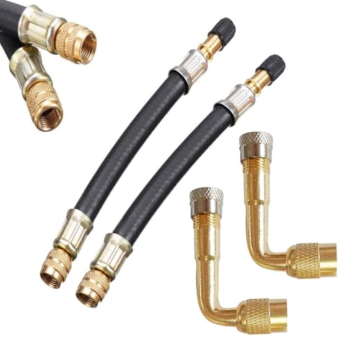 Changyeah Extensión de válvula automática, 2 unidades de extensión de válvula de 90 grados, 2 unidades de 210 mm de extensión, adaptador de válvula de extensión, para coche, moto, bicicleta, scooter