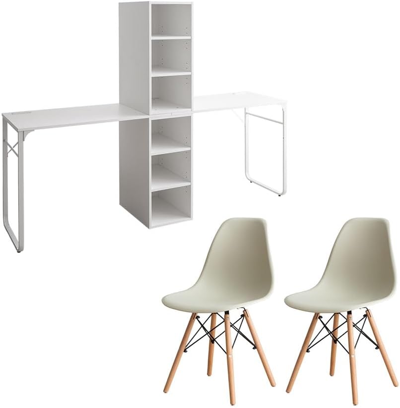 Pop ツインデスク+イームズチェア2脚 4点セット 4点セット】Pop