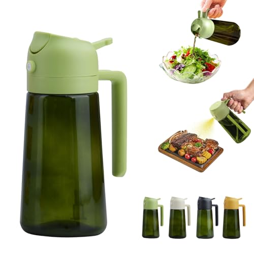 WPWWPW 2 In 1 Oil Dispenser And Oil Sprayer, 16 Oz/470 Ml Oil Dispenser For Kitchen Spray, With Fine Mist Nozzle, Suitable For Cooking, Air Fryer, Salad, Grilling (green-1)