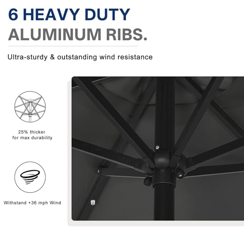 Image of ABCCANOPY Durable Solar Led Patio Umbrellas with 24LED Lights 7.5FT (Dark Gray)