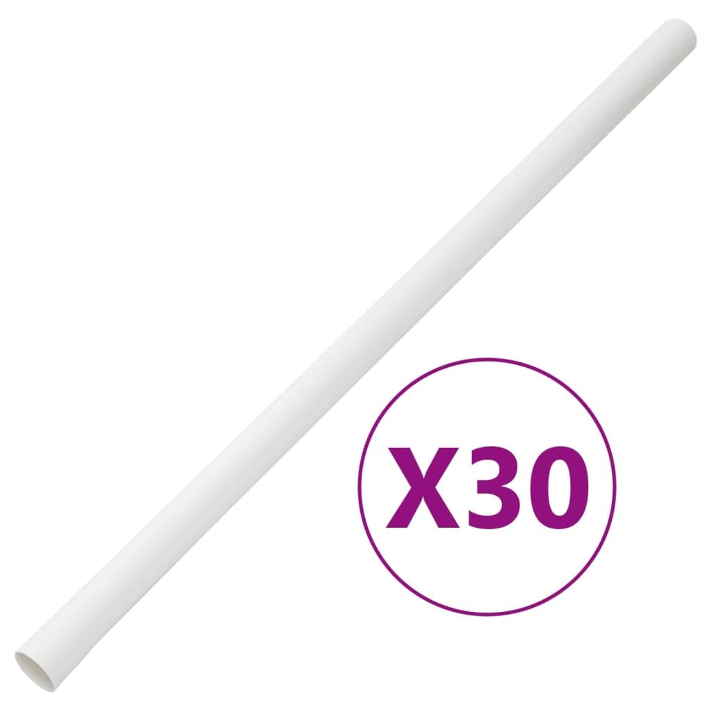 Gaine d'installation 30 mm Ø 30 m - Kit de goulotte de câble en PVC pour gestion des câbles - Blanc - 30 x 1 m - Tube de protection pour installation électrique