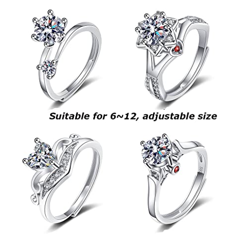 Hodea 9Pcs Gorgeous Round Cut Solitaire Rings Diamond Ring Bride Ring Engagement Wedding Ring Pretty Stacking Ring Knuckle Rings Aaaaa Cubic Zirconia Rings Princess Cut Jewelry For Her Anniversary #TOP4
