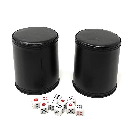 Asian Home Thy Collectibles Dice Cup With 5 Dices, Pu Leather Professional Dice Shaker Cup Set For Yahtzee / Craps / Backgammon Or Other Dice Games, 2 Pack #TOP1