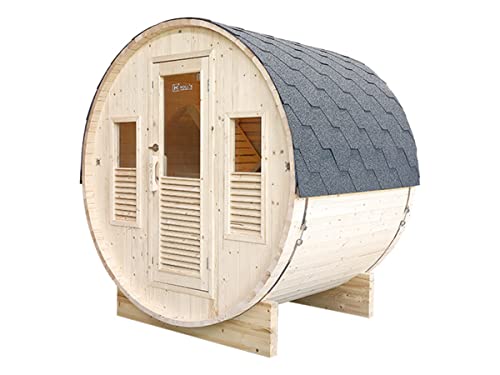 Holl's - Sauna Gaïa Bella - HL-T160E - Cabine Sauna à Vapeur d'Extérieur avec 3 Places en Épicéa avec 2 Niveaux de Banc et Éclairage Intérieur - 160 x 205 x 220 cm