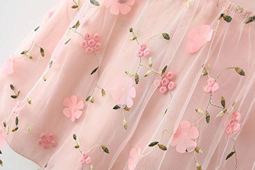 Jshuang Vestido infantil para meninas de 1 a 6 anos bordado floral floral tule roupas de praia