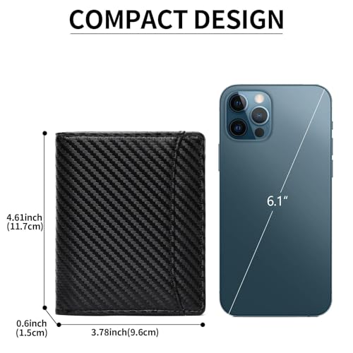 Leather Wallets for Men with Zipper Coin Pocket Mens Wallet Slim Bifold RFID Blocking Thin Credit Card Holder Genuine(Black+Orange)3