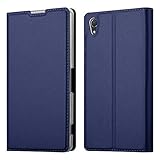 Cadorabo Hülle kompatibel mit Sony Xperia Z2 in Classy DUNKEL BLAU - Schutzhülle mit Magnetverschluss, Standfunktion und Kartenfach