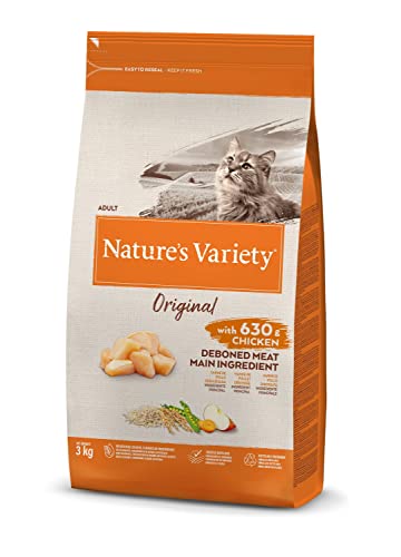 Nature's Variety Original, Pienso para Gatos Adultos con Pollo deshuesado, 3kg