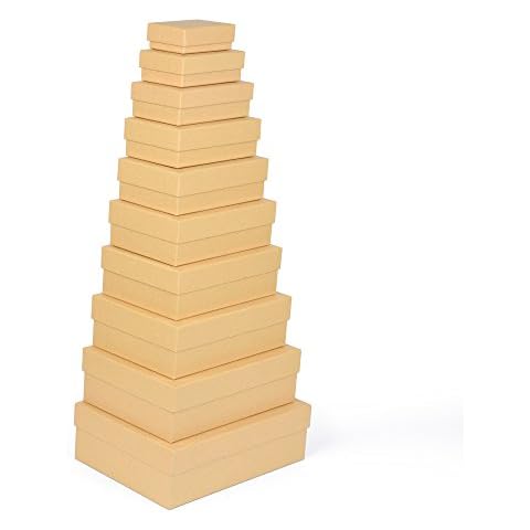 ewtshop® Geschenkboxen, Aufbewahrungsboxen 10er Set, stabiles Material mit feinem Kraftpapier überzogen, Kraftpapierboxen, auch für Scrapbooking Cover
