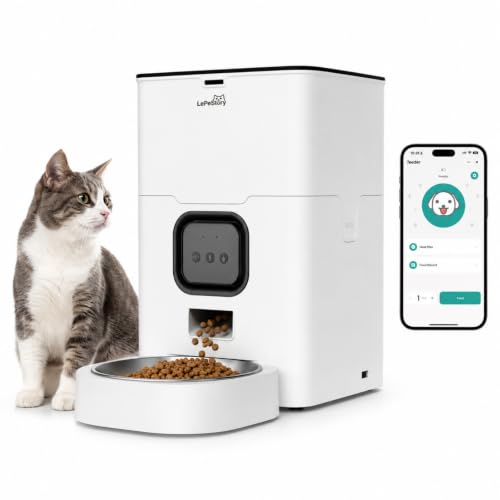 LEPESTORY Smart Automatic Pet Feeder for Cats & Small Dogs with App 4L